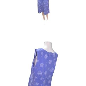 Fresh Produce Blue Floral Print V Neck Sleeveless Midi Dress Vintage XL
